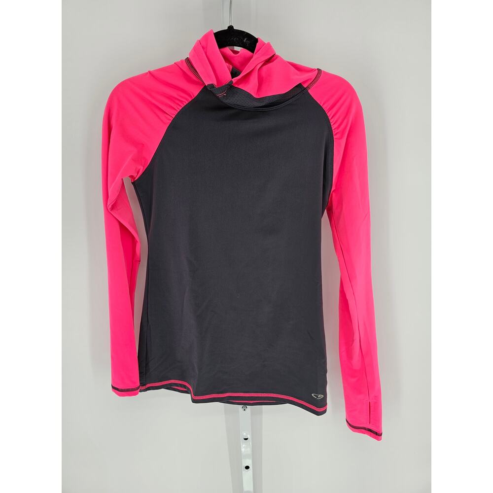 C9 By Champion Women's Gray Pink Long Sleeve Turtle Neck Duo Dry Top Size S/P